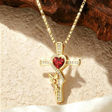 14K Gold Plated Birthstone Butterfly  Cross Pendant Necklace Anniversary Birthday for Her