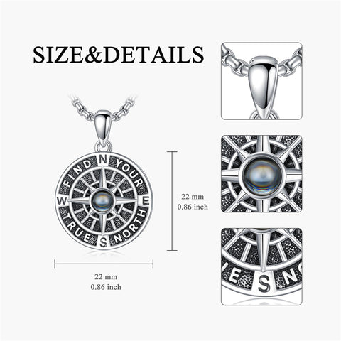 Sterling Silver Compass Pendant Necklace Graduation Jewelry Gift
