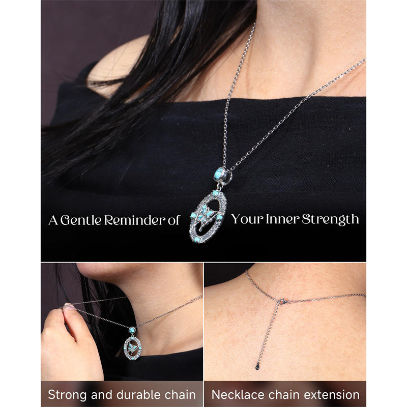 Sterling Silver Turquoise Butterfly Angel Wing Bee Hummingbird Pendant Necklace