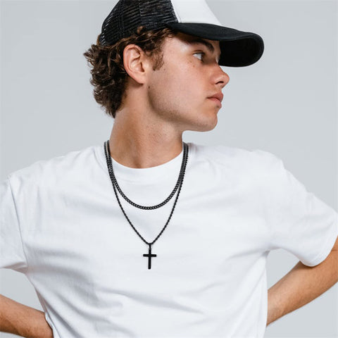 Stainless Steel Cross Pendant Necklace for Men