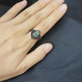 10K 14K 18K Gold Natural Moss Agate Ring Set Engagement Ring