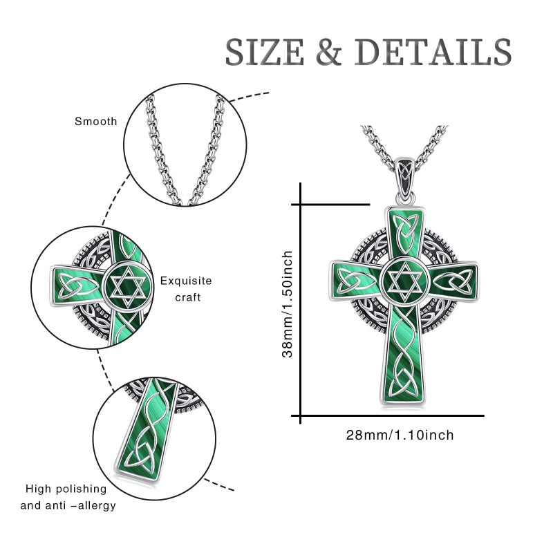 14K Gold Plated Celtic Vikin Cross Pendant Necklace Irish Jewelry Religious Protective Gift