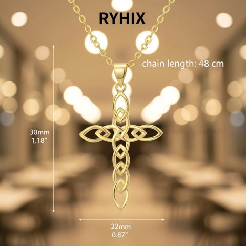 14K Gold Plated Cross Infinity  Pendant Necklace  for Women