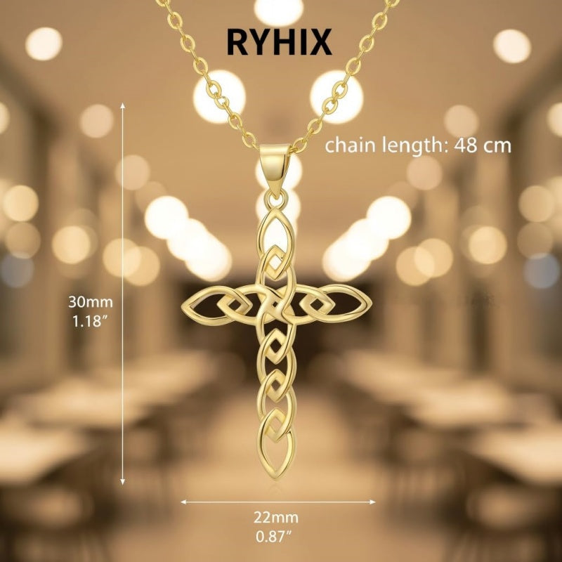 14K Gold Plated Cross Infinity  Pendant Necklace  for Women