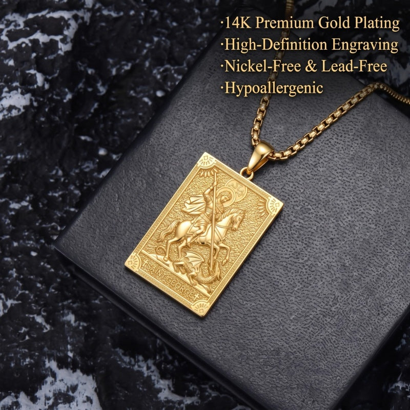 14K Gold PlatedJesus Saint Michael Saint George Saint Jude Pendant Necklace