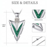 Malachite Turquoise Arrow Pendant Necklace for Men