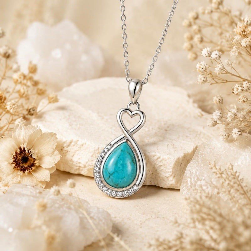 Sterling Silver Teardrop Gemstone Rose Butterfly Infinity Heart Necklace for Women