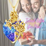 Sterling Silver Heart Crystal Rose Urn Necklaces for Ashes for Women