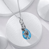 Sterling Silver Teardrop Rose Turquoise Sunflower Turquoise Urn Necklace For Ashes