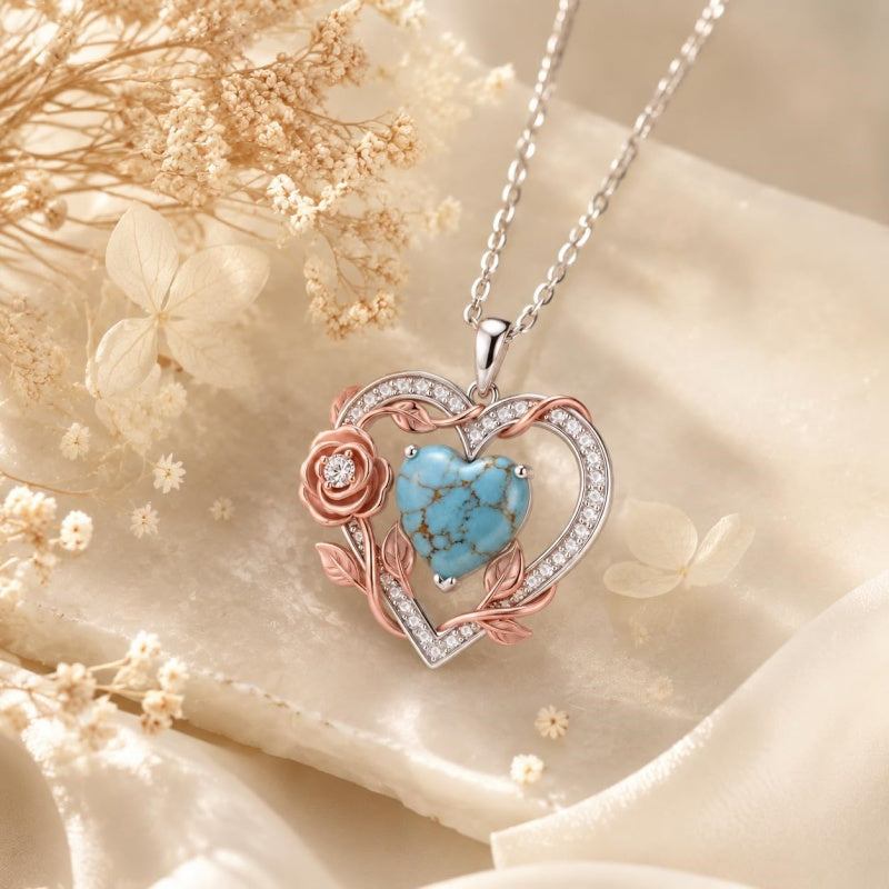 Sterling Silver Teardrop Gemstone Rose Butterfly Infinity Heart Necklace for Women