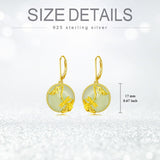 14K Gold Plated Natural Jade  Earrings for Women Good Fortune Jewelry Birthday Mother's Day Gifts