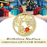 14K Gold Plated Birthstone Tree of Life Mother Child Necklace for Women