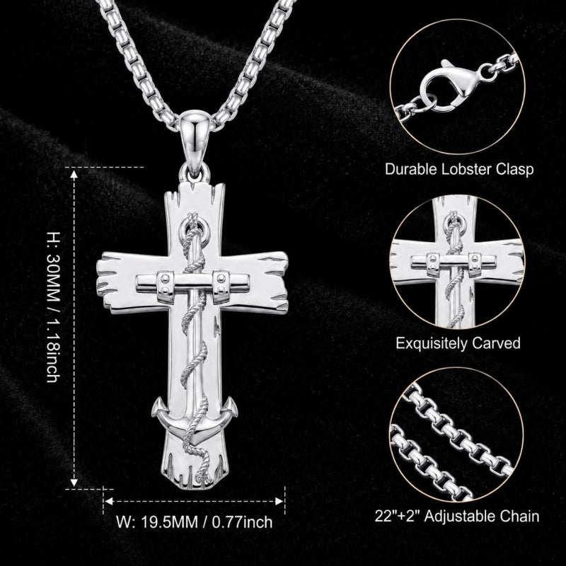 Sterling Silver Cross Pendant Necklace Christian Religious Jewelry Gifts for Anniversary