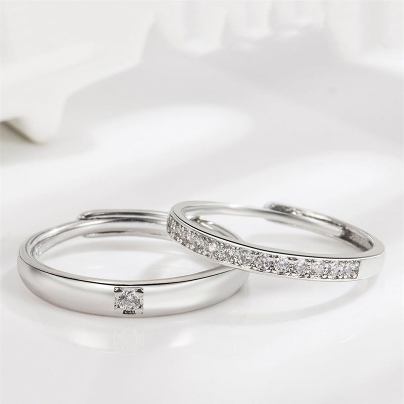 Copper Cubic Zirconia Cubic Adjustable Couple Rings