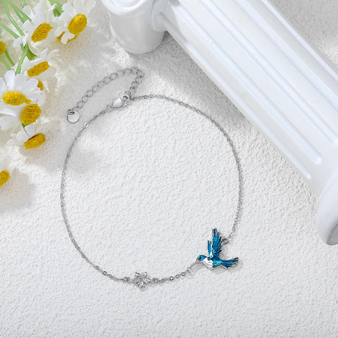 Sterling Silver Hummingbird Layered Anklet