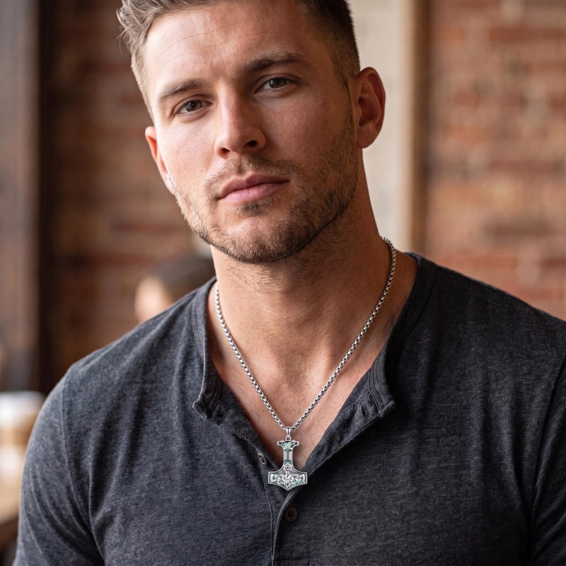 Sterling Silver Peace Sign Coexist Peace Symbol Pirate Tree of Life Thor's Hammer Wolf Raven Viking Series Necklace