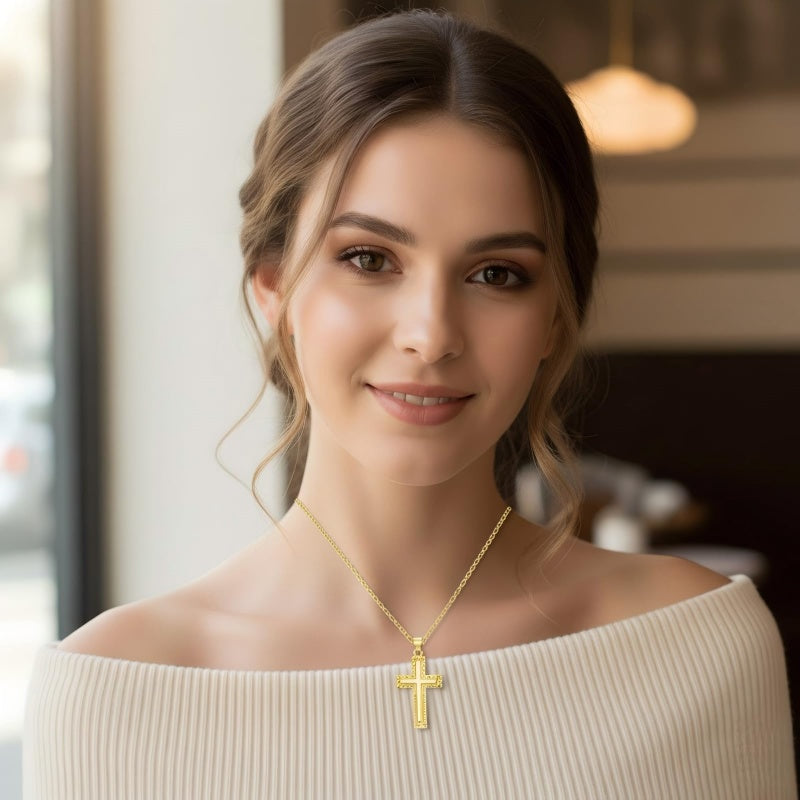 14K Gold Plated Cross Infinity  Pendant Necklace  for Women