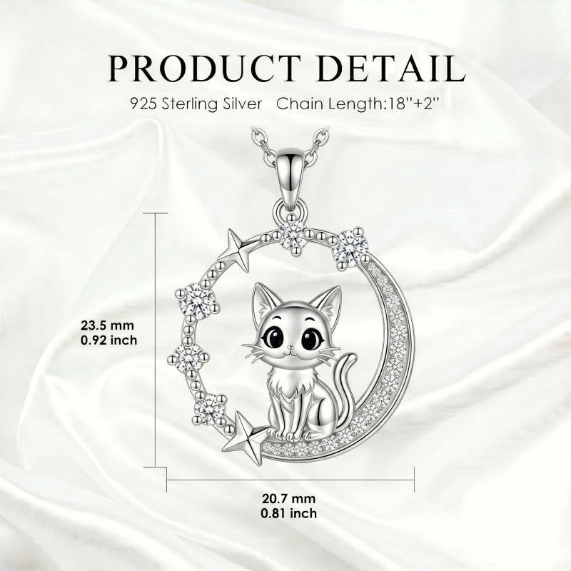 Sterling Silver Cubic Zirconia Raccoon Cat Dog Corgi Otter Highland Cow Pendant Necklace Gift for Birthday Christmas