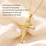 14K Gold Plated Faith Cross Pendant Necklace Religious Gifts for Women