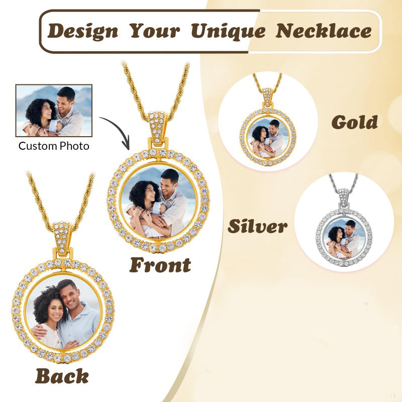 14K Gold Plated Personalized Photo Pendant Necklace Personalized Gift