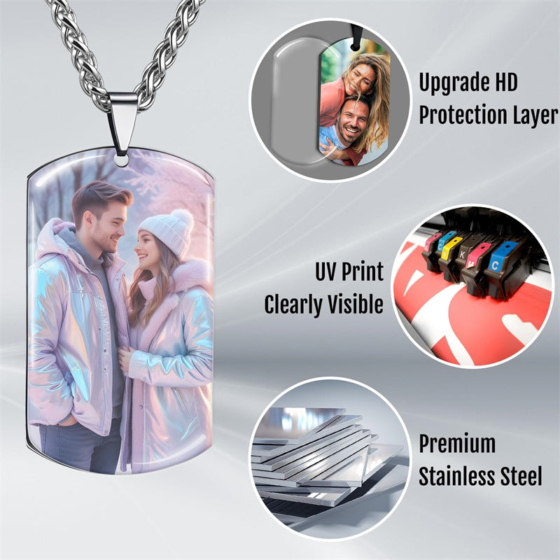 Stainless Steel  Personalized Photo Pendant Necklace for Men