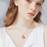 Sterling Silver Red  Fox Flame Pendant Necklace