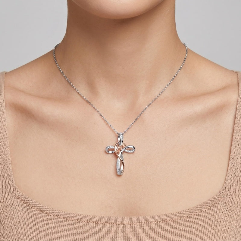 Sterling Silver Daisy Rose Plumeria Lotus Sunflower Cross Pendant Necklace for Women