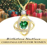 14K Gold Plated Heart Birthstone Infinity Pendant Necklace for Women Anniversary Christmas Birthday Gifts