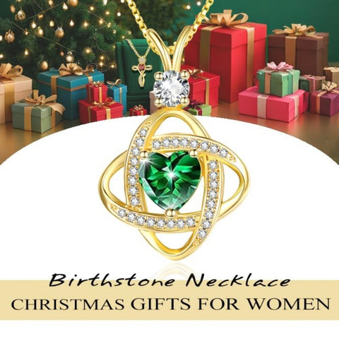14K Gold Plated Heart Birthstone Infinity Pendant Necklace for Women Anniversary Christmas Birthday Gifts