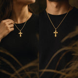Cross Pendant Necklace  14K Gold Plated Christian Faith Jewelry
