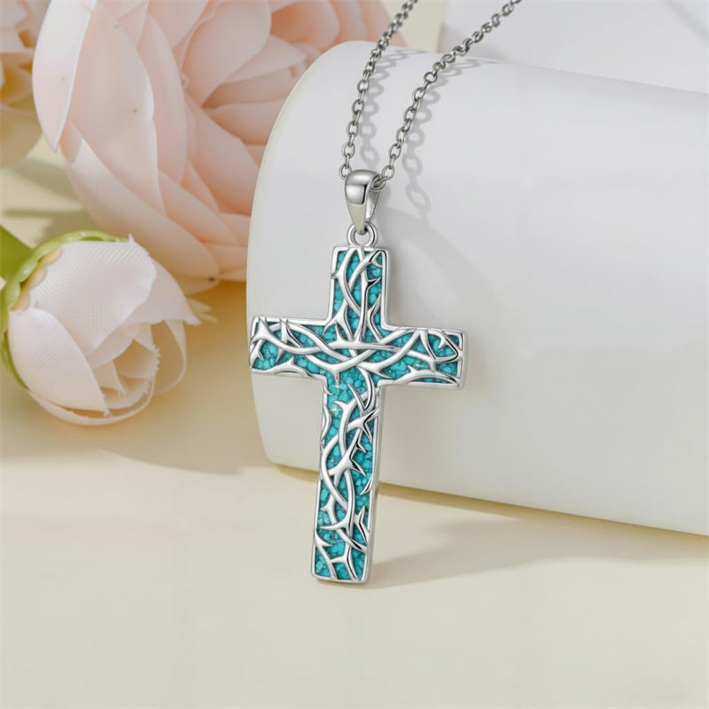 Sterling Silver Cross Pendant Necklace for Women Southwestern Cross Jewelry Gifts