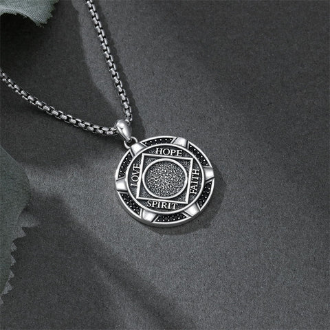 Sterling Silver AA Sobriety Alcoholics Anonymous  Pendant Necklace for Men