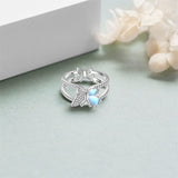 Sterling Silver Moonstone Butterfly Animal Ring