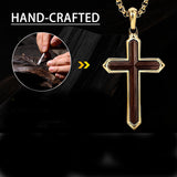 14K Gold Plated Wooden Cross Necklace  Christian Jewelry Gifts for Men