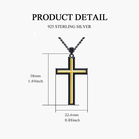 Sterling Silver Cross Religious Necklace for Men