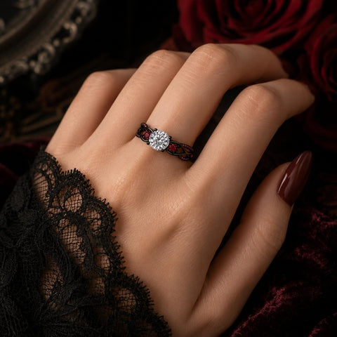 Sterling Silver 10K 14K 18K Gold Custom Engraved Moissanite Engagement Wedding Ring