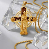 St Michael St Benedict  St Christopher Virgin MaryPendant Necklace 14K Gold Plated Christian Catholic Jewelry