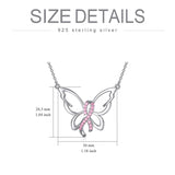 925 Sterling Silver Breast Cancer Awareness Necklace Cross Pendant Necklace Pink Ribbon Necklace Gifts for Women