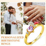 Sterling Silver Personalized 1 Birthstone Engraved Ring for Women