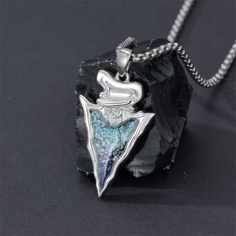 Sterling Silver Turquoise Celtic Knot Arrow Head Pendant Necklace