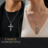 14K Gold Plated Cubic Zirconia Cross Necklace
