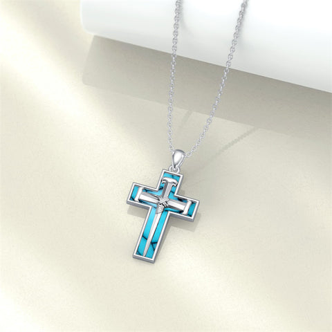 Sterling Silver 3 Nail Cross Pendant Necklace for Men