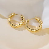 14K Gold Plated Twisted Rope Design Hoop Earrings for Women