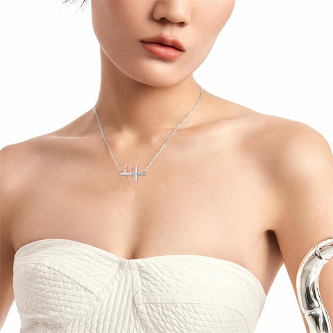 Sterling Silver Cross Father Daughter Mother Daughter Sister Pendant Necklace Engraved with I Love You Forever