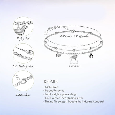 Sterling Silver Multi-layered Animal Anklet