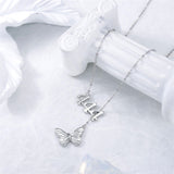 Sterling Silver Lariat Y-Shaped Butterfly Angel Number 11 11/333/444  Pendant Necklace