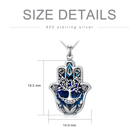 Sterling Silver Hamsa Tree of Life Viking Lion Butterfly Evil Eye Yin Yang Eye of Horus Pendant Necklace