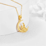 Mom Necklace 14K Gold Mother Daughter Jewelry New Mom Birthday Mother's Day Gifts for Women Girls