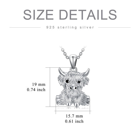 Sterling Silver Highland Cow Necklace