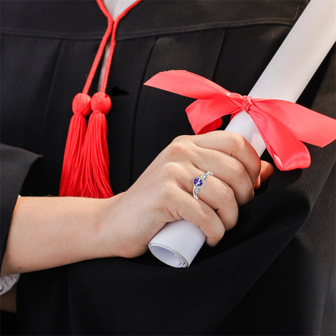 Copper Custom Birthstone Engraved Class Ring University College High School Graduation Gifts for Her